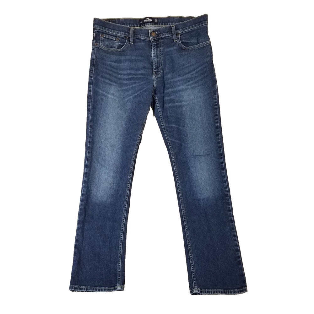 Hollister jeans men's 36x32 slim straight epic flex blue denim pants retro